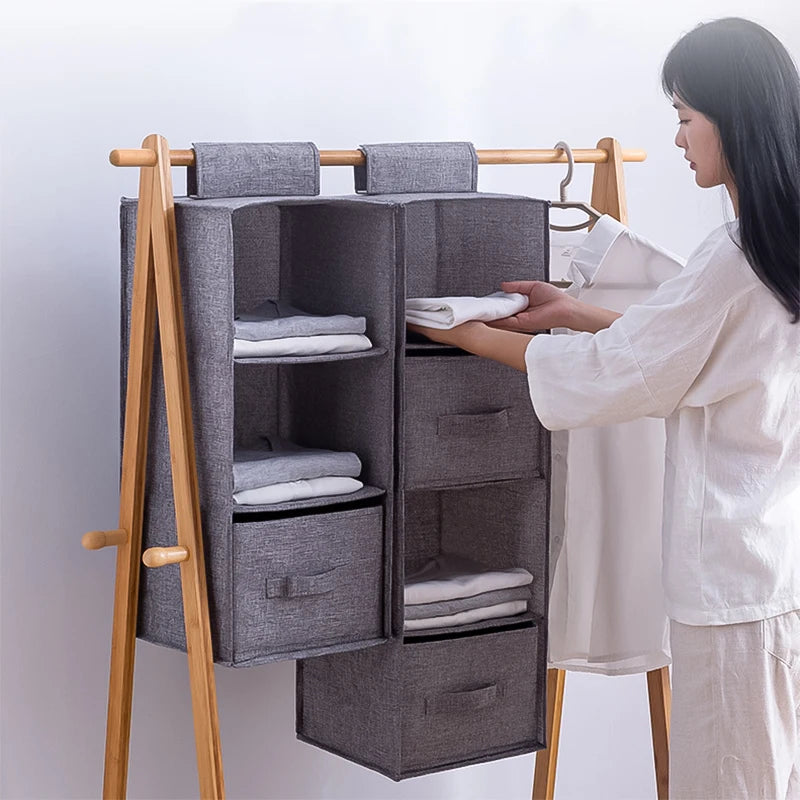 3/4/5 Layer Hanging Closet Organizer – Portable Wardrobe Storage Bag with Interlayer Drawers