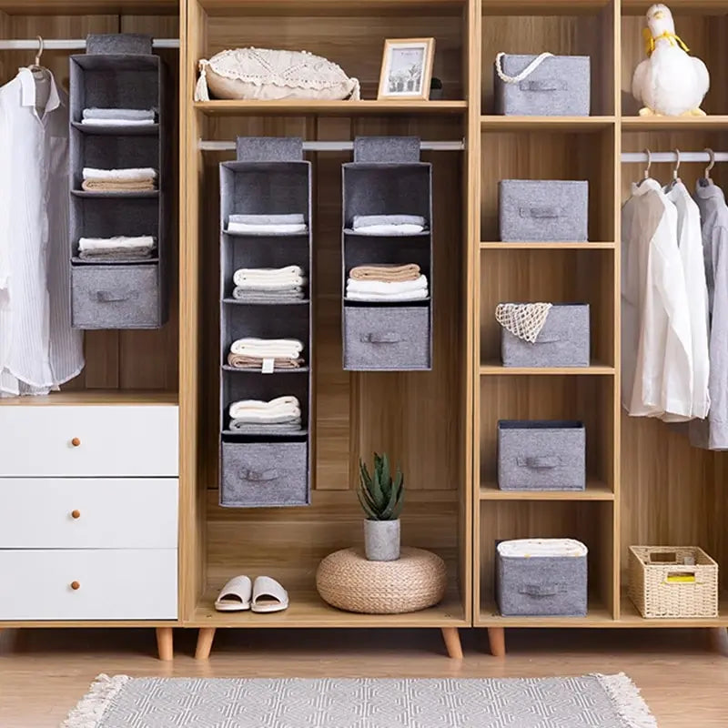 3/4/5 Layer Hanging Closet Organizer – Portable Wardrobe Storage Bag with Interlayer Drawers
