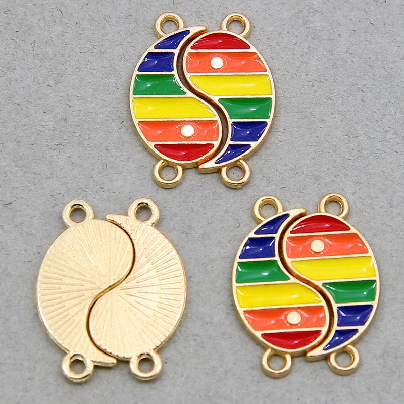 6-Piece Couple Jewelry Set - Yin and Yang Broken Necklace Pendants for Best Friends, Handmade Friendship Gift