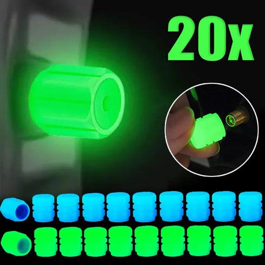 Luminous Fluorescent Tire Valve Caps – Night Glowing Dustproof Nozzle Covers
