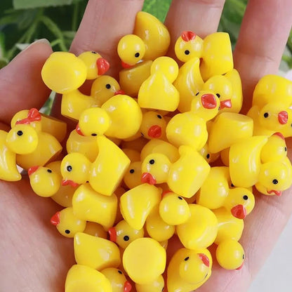 50 Mini Cute Resin Ducks – Small Black-Eyed Duck Figurines for Crafts, Garden & Decor