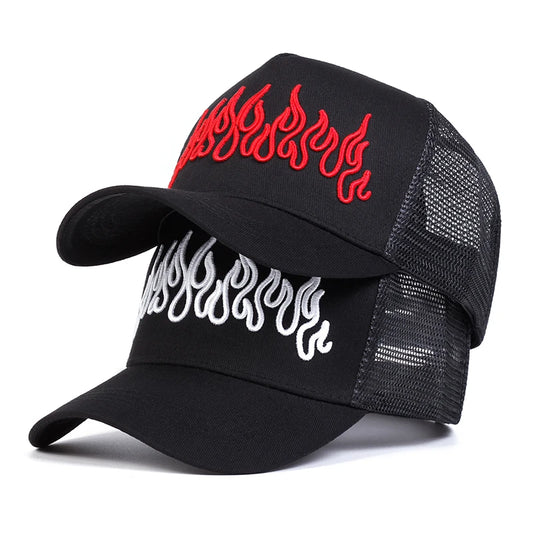Unisex Flame Embroidered Baseball Cap