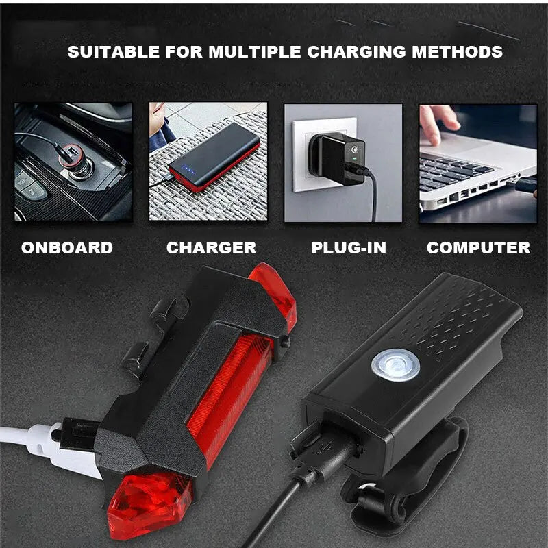 USB Rechargeable Bike Light Set – Front Light & Taillight with Easy Installation