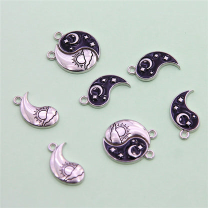 6-Piece Couple Jewelry Set - Yin and Yang Broken Necklace Pendants for Best Friends, Handmade Friendship Gift