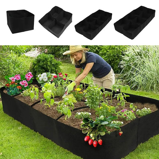 Rectangular Garden Planting Bag – Multi-Grid Felt Grow Bag for Vegetables, Flowers, and Herbs
