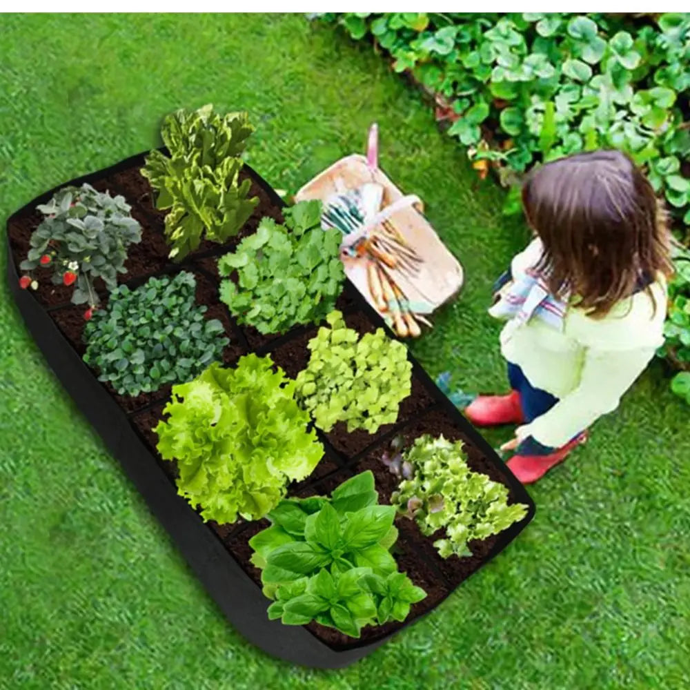 Rectangular Garden Planting Bag – Multi-Grid Felt Grow Bag for Vegetables, Flowers, and Herbs