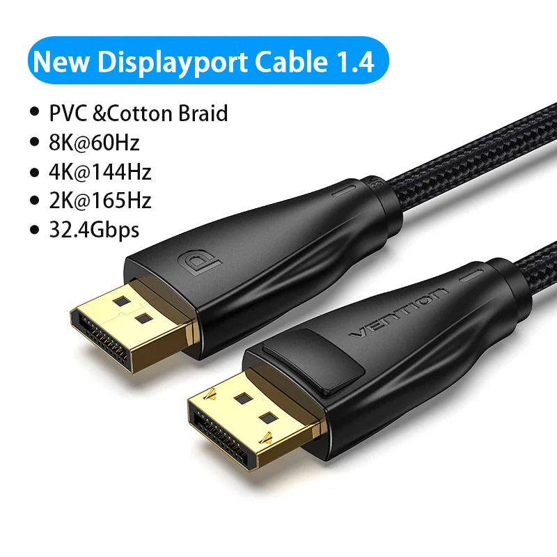 Vention DisplayPort 1.4 Cable – 8K 60Hz, 4K HDR, 165Hz Audio & Video Cable