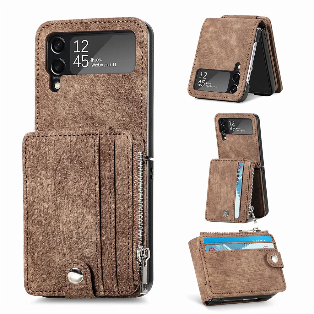 Galaxy Z Flip 4/5 Leather Wallet Case