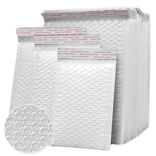 White Pearlescent Bubble Mailer Bags – Self-Sealing Foam Padded Envelopes for Shipping & Packaging