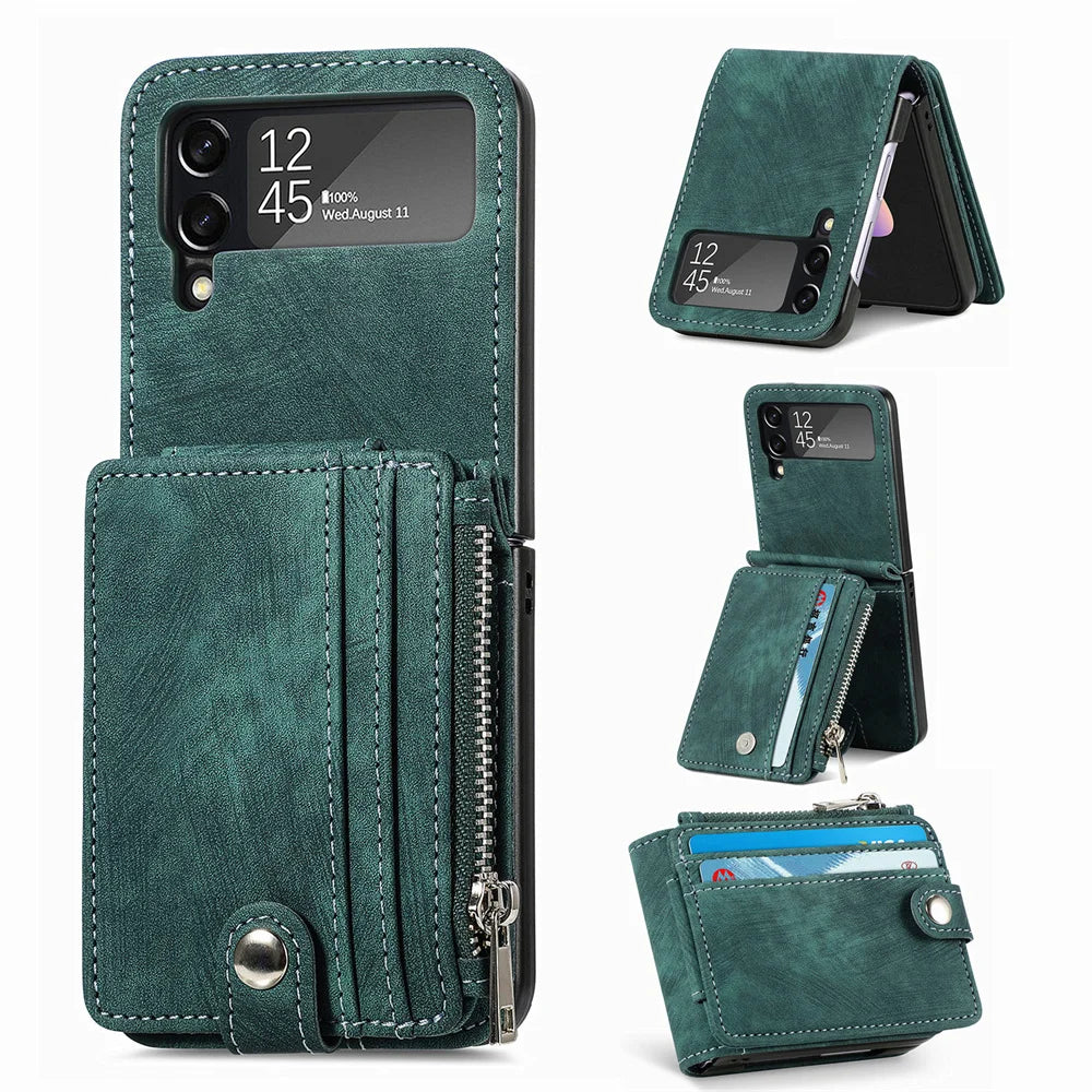 Galaxy Z Flip 4/5 Leather Wallet Case