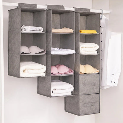 3/4/5 Layer Hanging Closet Organizer – Portable Wardrobe Storage Bag with Interlayer Drawers