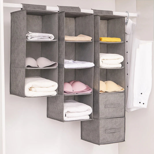 3/4/5 Layer Hanging Closet Organizer – Portable Wardrobe Storage Bag with Interlayer Drawers