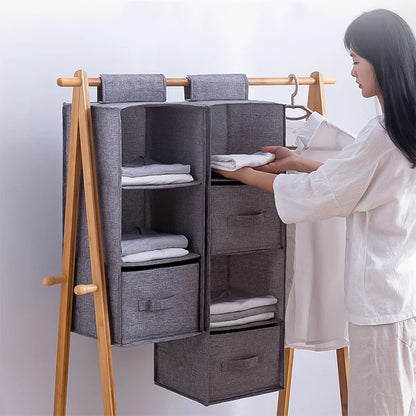 3/4/5 Layer Hanging Closet Organizer – Portable Wardrobe Storage Bag with Interlayer Drawers