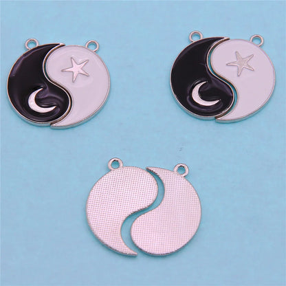 6-Piece Couple Jewelry Set - Yin and Yang Broken Necklace Pendants for Best Friends, Handmade Friendship Gift