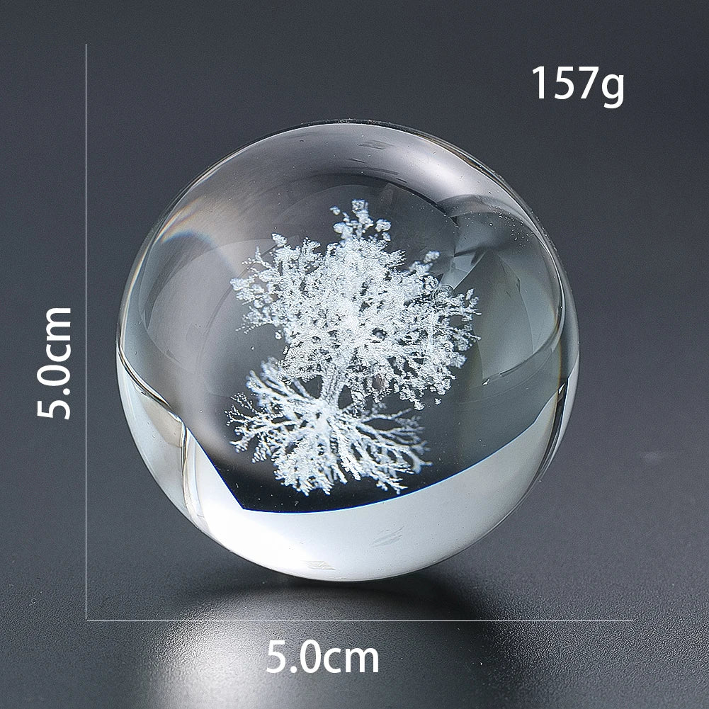 50mm 3D Laser Engraved Tree of Life Crystal Ball – Meditation and Home Decor