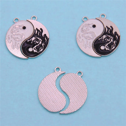 6-Piece Couple Jewelry Set - Yin and Yang Broken Necklace Pendants for Best Friends, Handmade Friendship Gift