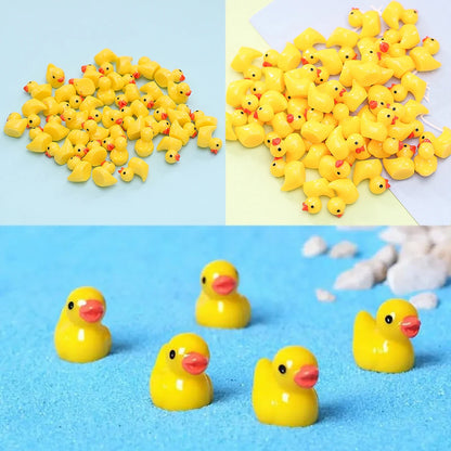 50 Mini Cute Resin Ducks – Small Black-Eyed Duck Figurines for Crafts, Garden & Decor