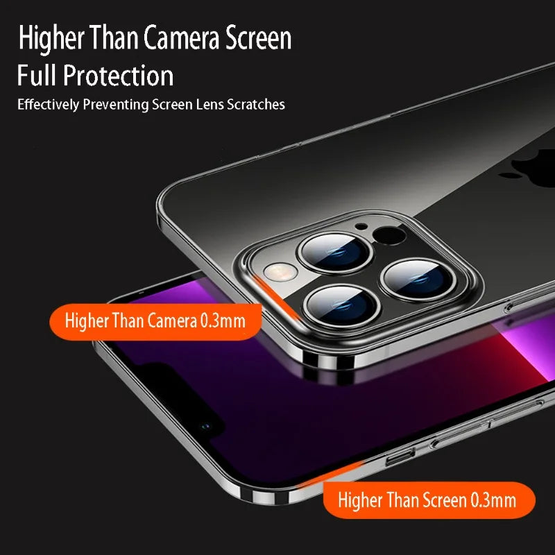 Crystal Clear Slim Hard Case for iPhone - Shockproof and Ultra Thin