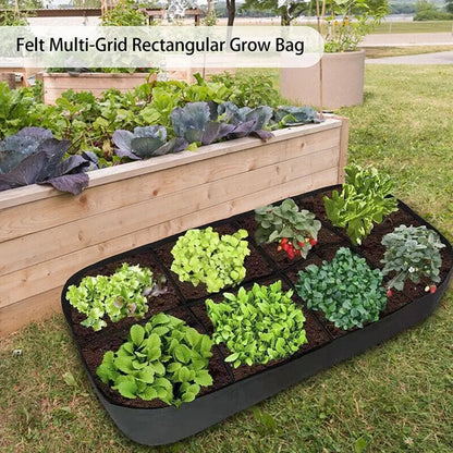 Rectangular Garden Planting Bag – Multi-Grid Felt Grow Bag for Vegetables, Flowers, and Herbs