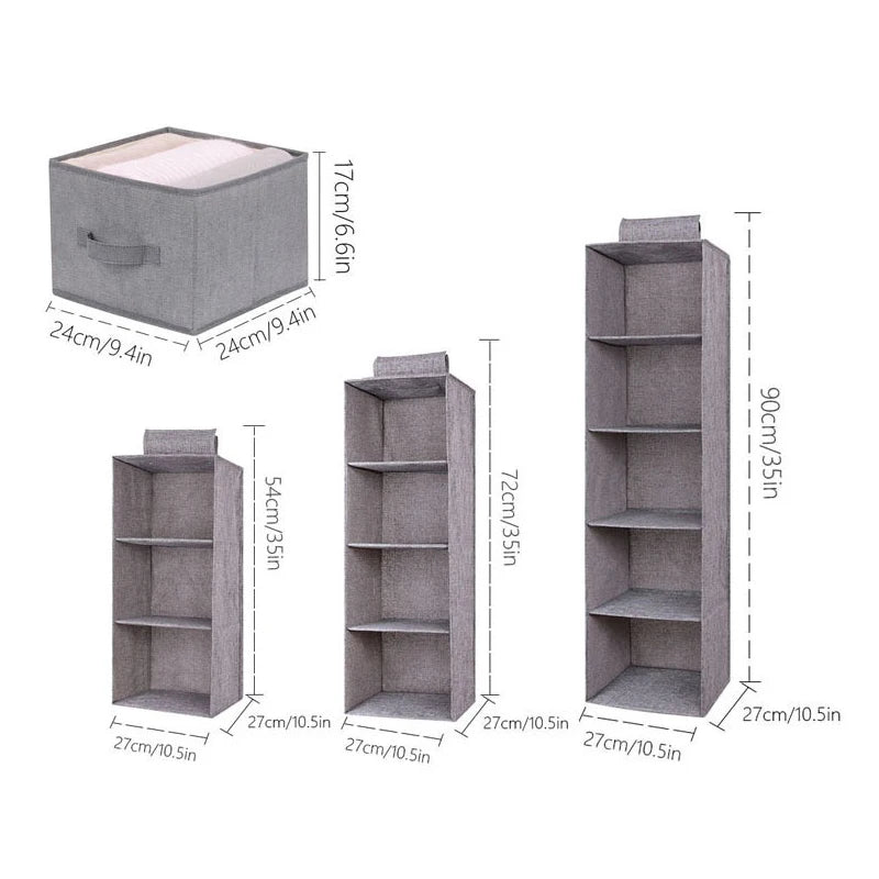 3/4/5 Layer Hanging Closet Organizer – Portable Wardrobe Storage Bag with Interlayer Drawers
