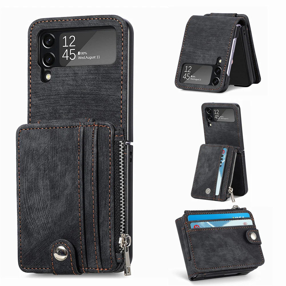 Galaxy Z Flip 4/5 Leather Wallet Case