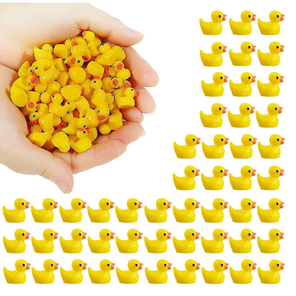 50 Mini Cute Resin Ducks – Small Black-Eyed Duck Figurines for Crafts, Garden & Decor