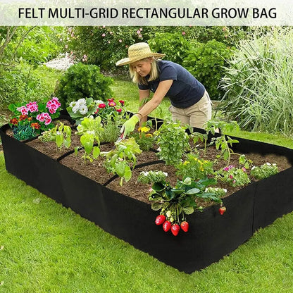 Rectangular Garden Planting Bag – Multi-Grid Felt Grow Bag for Vegetables, Flowers, and Herbs