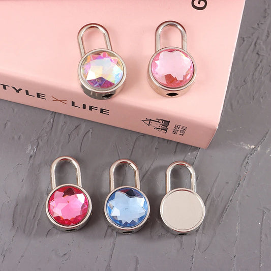 Mini Round Shape Padlock with Key - Diamond Color Hardware Lock for Luggage, Travel, Jewelry Box, Diary, and Suitcase