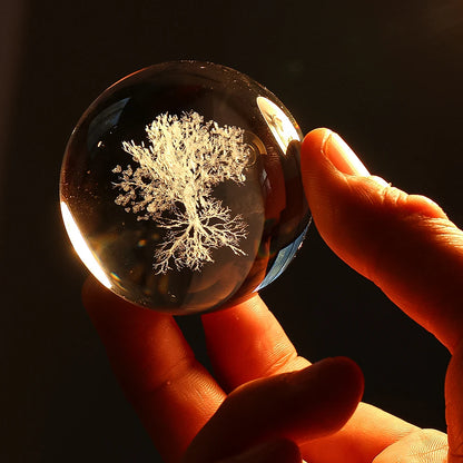 50mm 3D Laser Engraved Tree of Life Crystal Ball – Meditation and Home Decor